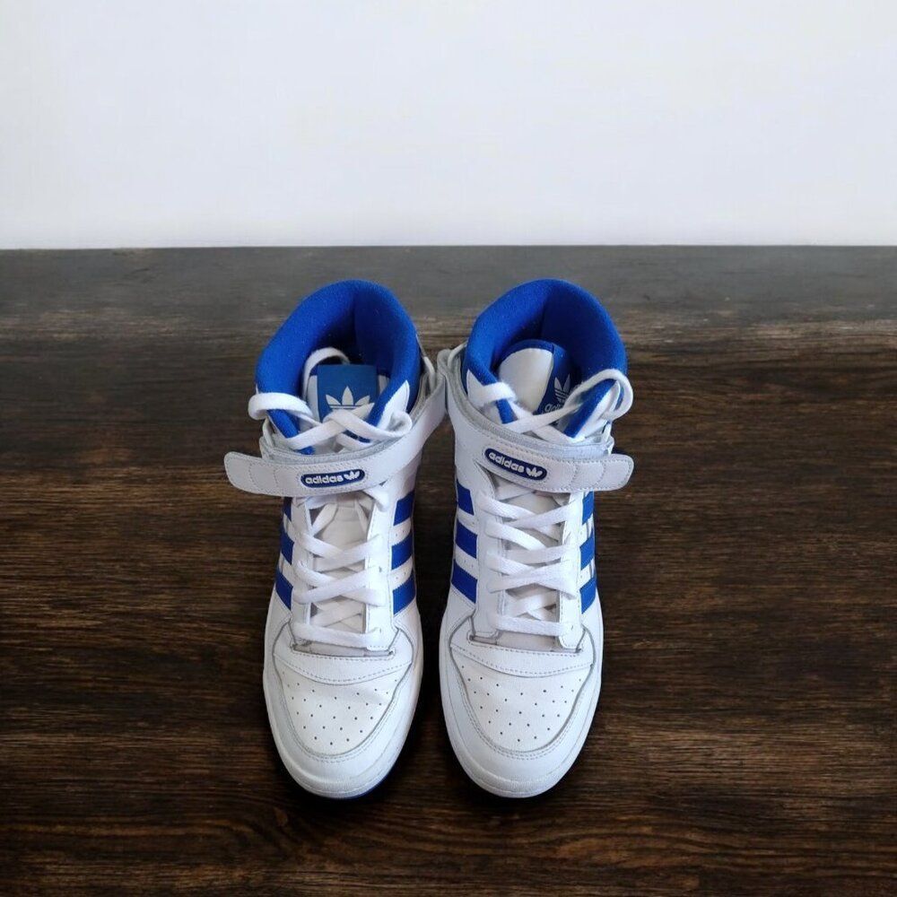 Adidas Forum Mid FY4976 Men Size 10 White Royal Blue Leather Retro Sneakers